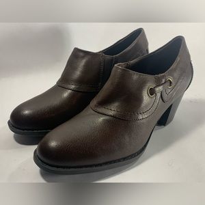 Women's Yuu Brown Faux Leather Nelman Cuffed Ankle Booties Block Heels Size 6.5m